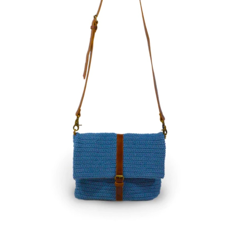 Anabaglish Yolanda Blue Knit Fold-over Crossbody